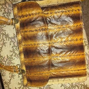 Brown and Tan Snakeskin Pattern Handbag